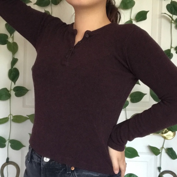 Brandy Melville Tops - Brandy Melville Maroon Henley Tee